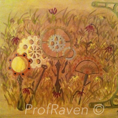 Madame verne's teatime garden - original steampunk painting - Thumbnail 5