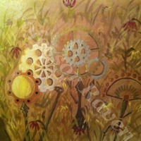 Madame Verne's Teatime Garden - original Steampunk painting - Thumbnail 2
