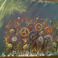 Madame Verne's Twilit Garden - original Steampunk painting  - Thumbnail 1