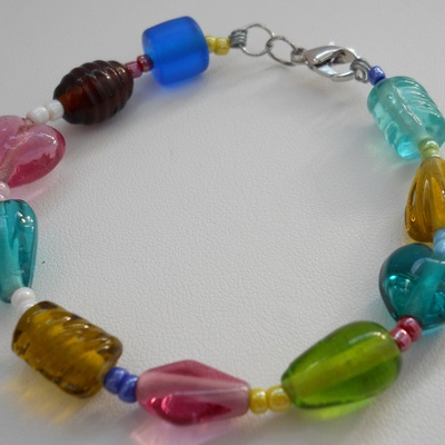 Aqua and pink bead bracelet