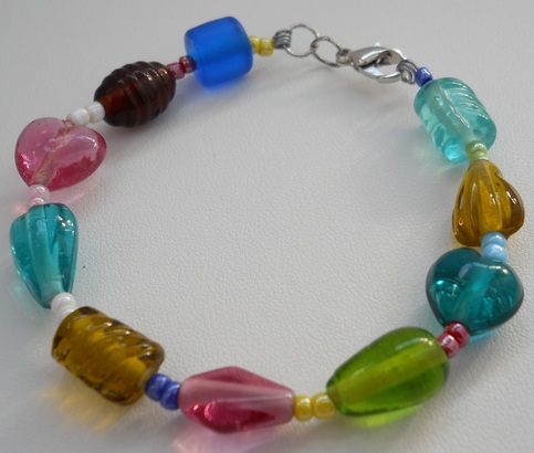 Aqua and Pink Bead Bracelet