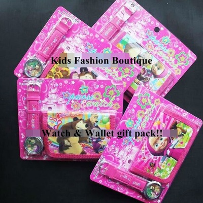 Girls masha i medved watch & wallet combo