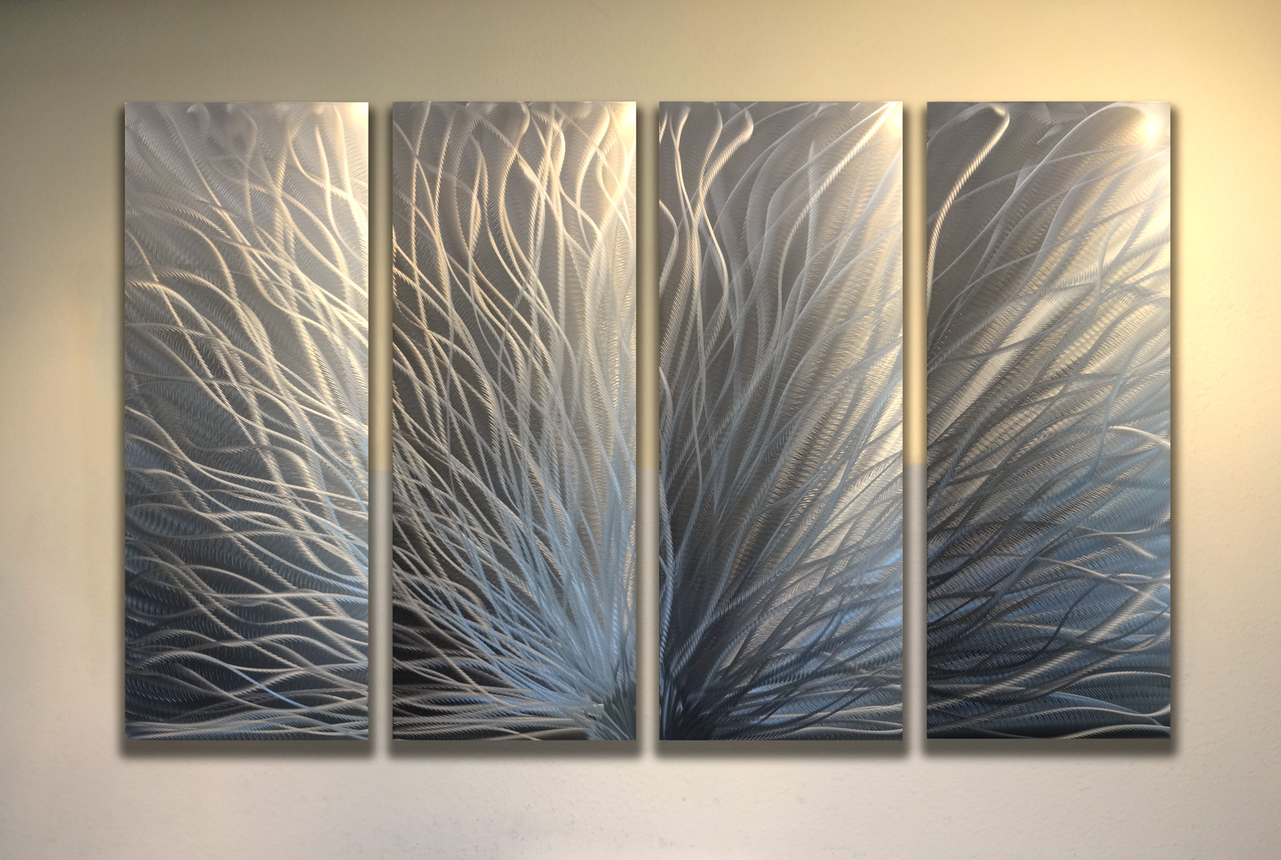Radiance Silver 48" Metal Wall Art Abstract Contemporary Modern Decor