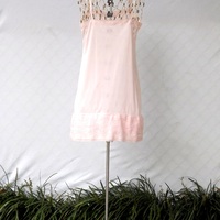 Women's Pink Lace Full Slip, Flower Embroidered Negligee Lingerie, Size Medium 32c - Thumbnail 3