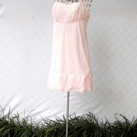 Women's Pink Lace Full Slip, Flower Embroidered Negligee Lingerie, Size Medium 32c - Thumbnail 1