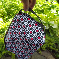 Set of 2 Vintage Makeup Bags, Plaid Cosmetic Case Totes - Thumbnail 2