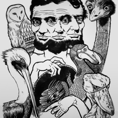 Abe with birds original art