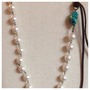 Long Pearl and Bronze Cross Necklace-1