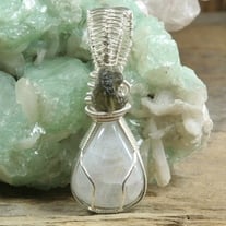 Rainbow Moonstone and Moldavite Pendant