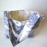 Eco Happy Purse - White and Periwinkle Toile - Thumbnail 3