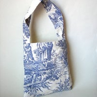 Eco Happy Purse - White and Periwinkle Toile - Thumbnail 4