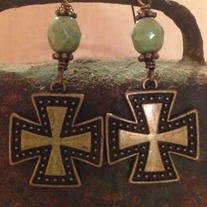 Vintage Cross Earrings with Turquoise