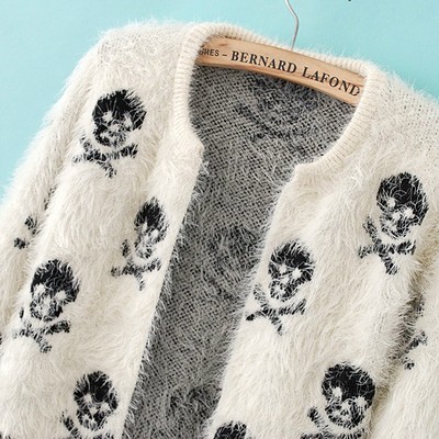 Skull mohair cardigan sweater 