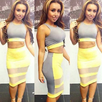 Gray & yellow bodycon