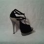 Strappy Sandal Heel- Black and Grey-1