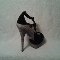 Strappy Sandal Heel- Black and Grey - Thumbnail 2
