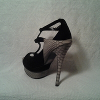 Strappy Sandal Heel- Black and Grey - Thumbnail 3