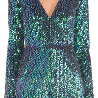 Stardust V Neck Sequin Romper - Thumbnail 4