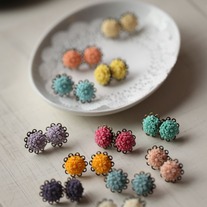 alexia. filigree rose earrings. in bell blue. - Thumbnail 1