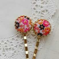 lucia. - vintage floral glass hair pin SET - 02 -