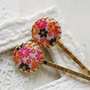 lucia. - vintage floral glass hair pin SET - 02 --1