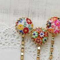lucia. - vintage floral glass hair pin SET - 03 -