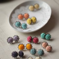 alexia. filigree rose earrings. in aqua blue. - Thumbnail 1