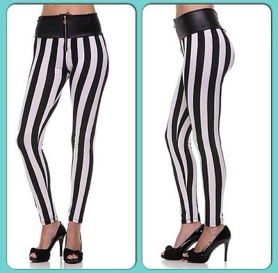 Black & White Striped Leggings