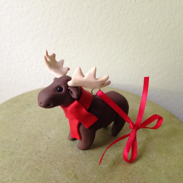 Christmas Moose Ornament handmade 