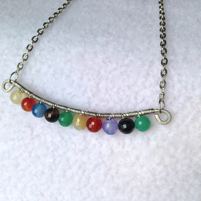 Colorful beaded bib necklace
