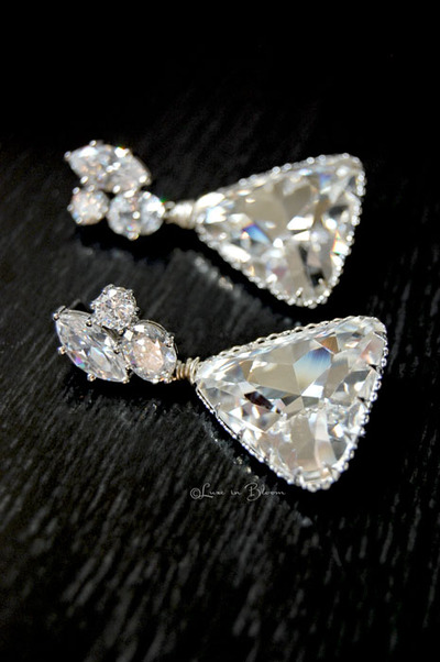 Glamorous Earrings Large Triangle Swarovski Crystal - Style # E147 : Luxe in Bloom