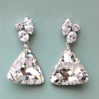 Glamorous Earrings Large Triangle Swarovski Crystal - Style # E147 : Luxe in Bloom - Thumbnail 1