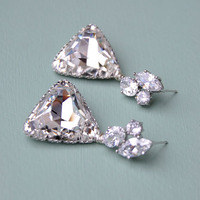 Glamorous Earrings Large Triangle Swarovski Crystal - Style # E147 : Luxe in Bloom - Thumbnail 3