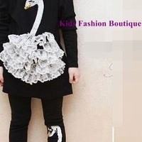 Girls Black & White Swan 2-Pieces Outfit. Top/Pants - Thumbnail 1