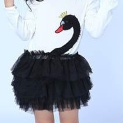 Girls white & black beautiful swan tutu dress