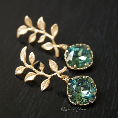 Bridesmaid wedding earrings in erinite swarovski crystals - style #e170 : luxe in bloom