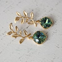Bridesmaid Wedding Earrings in Erinite Swarovski Crystals - Style #E170 : Luxe in Bloom - Thumbnail 1