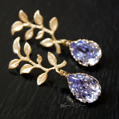 Bridesmaid wedding earrings providence lavender swarovski crystals - style #e170 : luxe in bloom