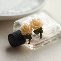 pretty single rose earrings. in ivory. - Thumbnail 1