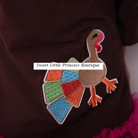 Latest Thanksgiving Clothing Set For Kids Girls Fall Clothing Set With Turkey Outfit With Chiffon Cotton Ruffle Free Shipping - Thumbnail 1
