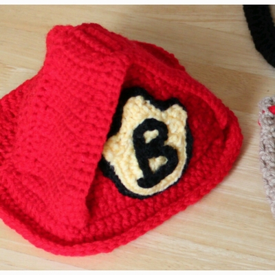 Fireman's hat, pants, and boots - crochet