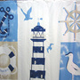 Marine Style Light House Whale Key West Design 180 x 200 cm Polyester Shower Curtain Set - Thumbnail 1