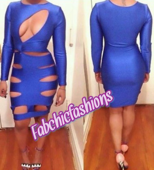 Sexy Cutout Blue Bodycon