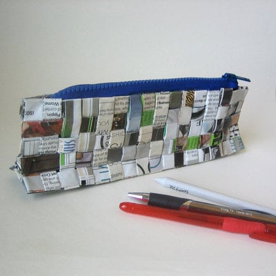 Peter the pencil bag is made with reclaimed papers