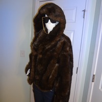 Vintage Express Brown Faux Fur Coat With Hood Size 1X - Thumbnail 3