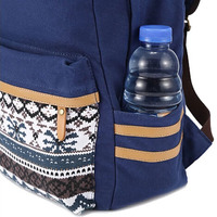  Folk Style Canvas Backpack - Thumbnail 3