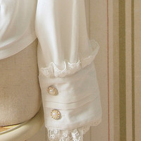 Lace Bow Flounced Blouses Tops - Thumbnail 3