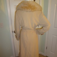 Vintage Light Tan Faux Fur Collar Long Coat with Belt Size 1x - Thumbnail 4