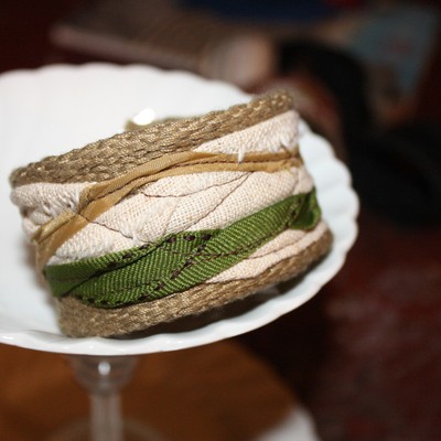 Bc205 upcycled belt wrist cuff