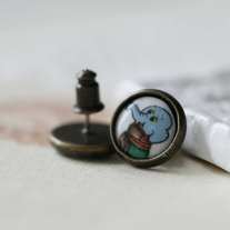 vintage cartoon elephant stud earrings. - Thumbnail 2